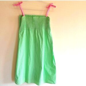 LILLY PULITZER Green And White Gingham Sun Dress Size 16